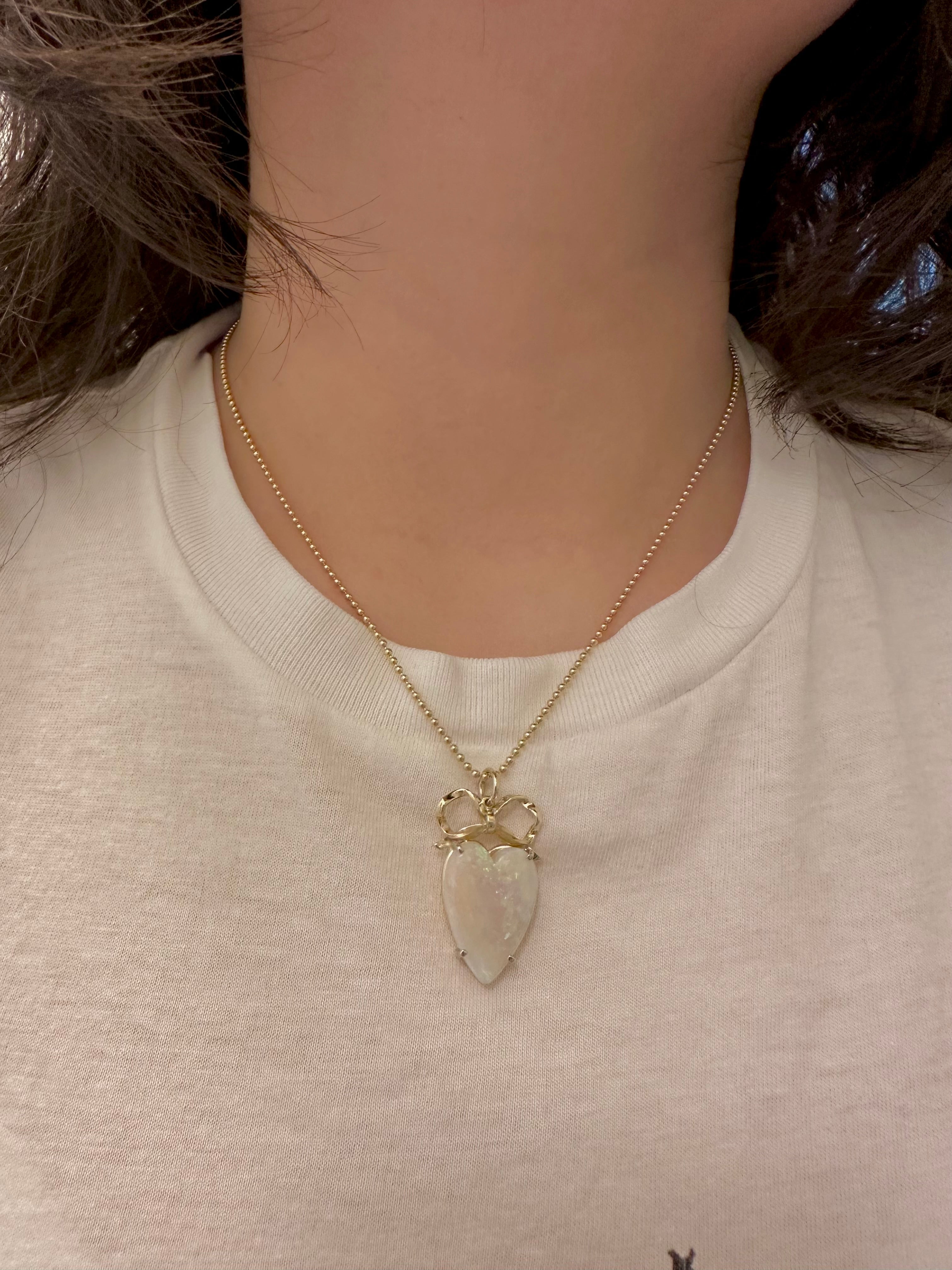 Heart cut Opal with Bow Charm