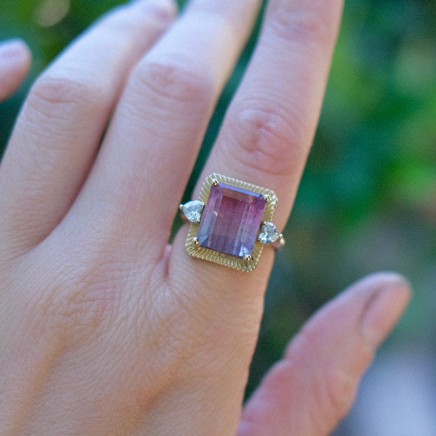 Bi-color Pink and Purple Icon Ring
