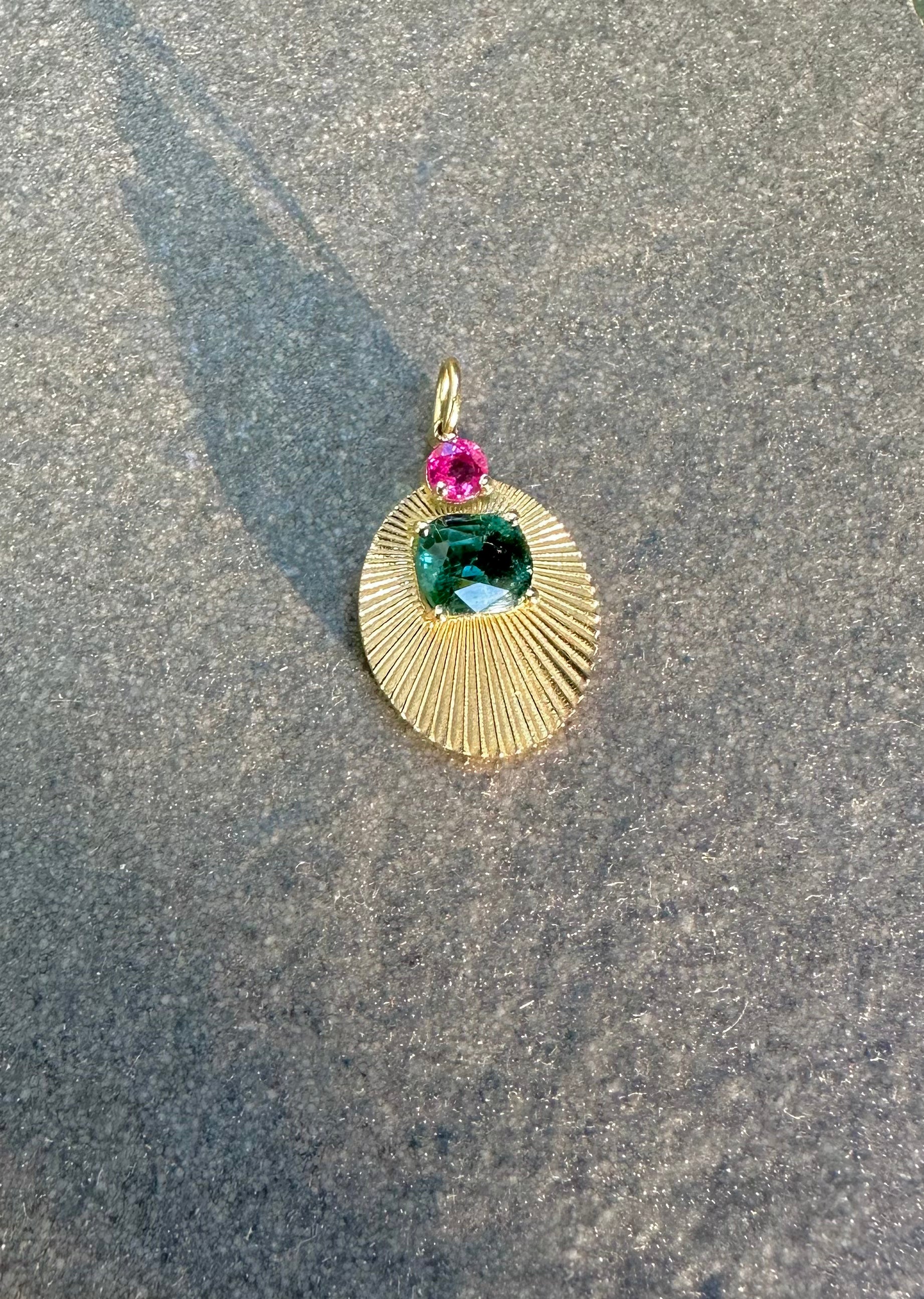 Joy Light Charm with Green Tourmaline and Ruby