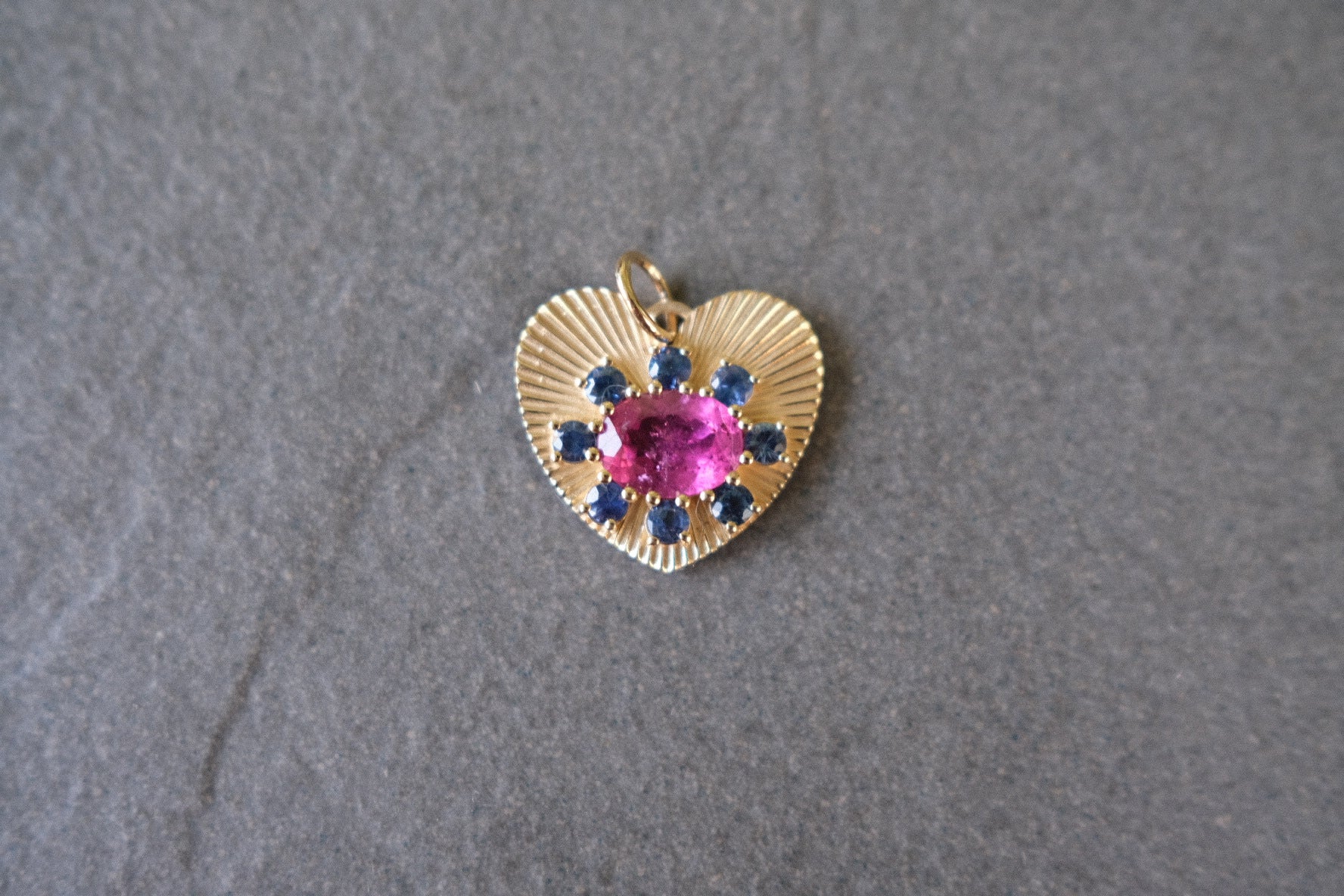 LoveLight charm with pink tourmaline and blue sapphire halo