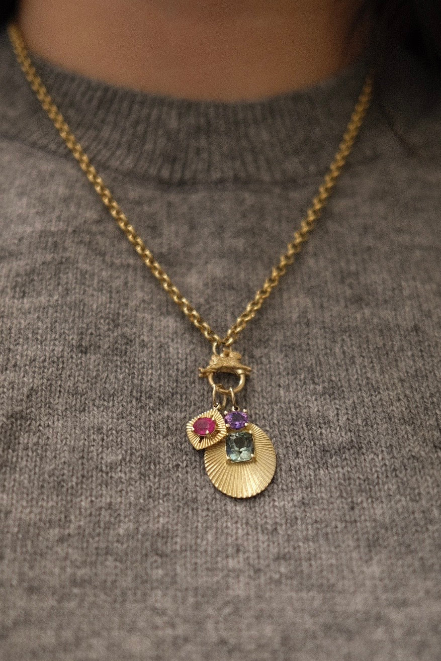 Joylight with Green Tourmaline and Purple Sapphire