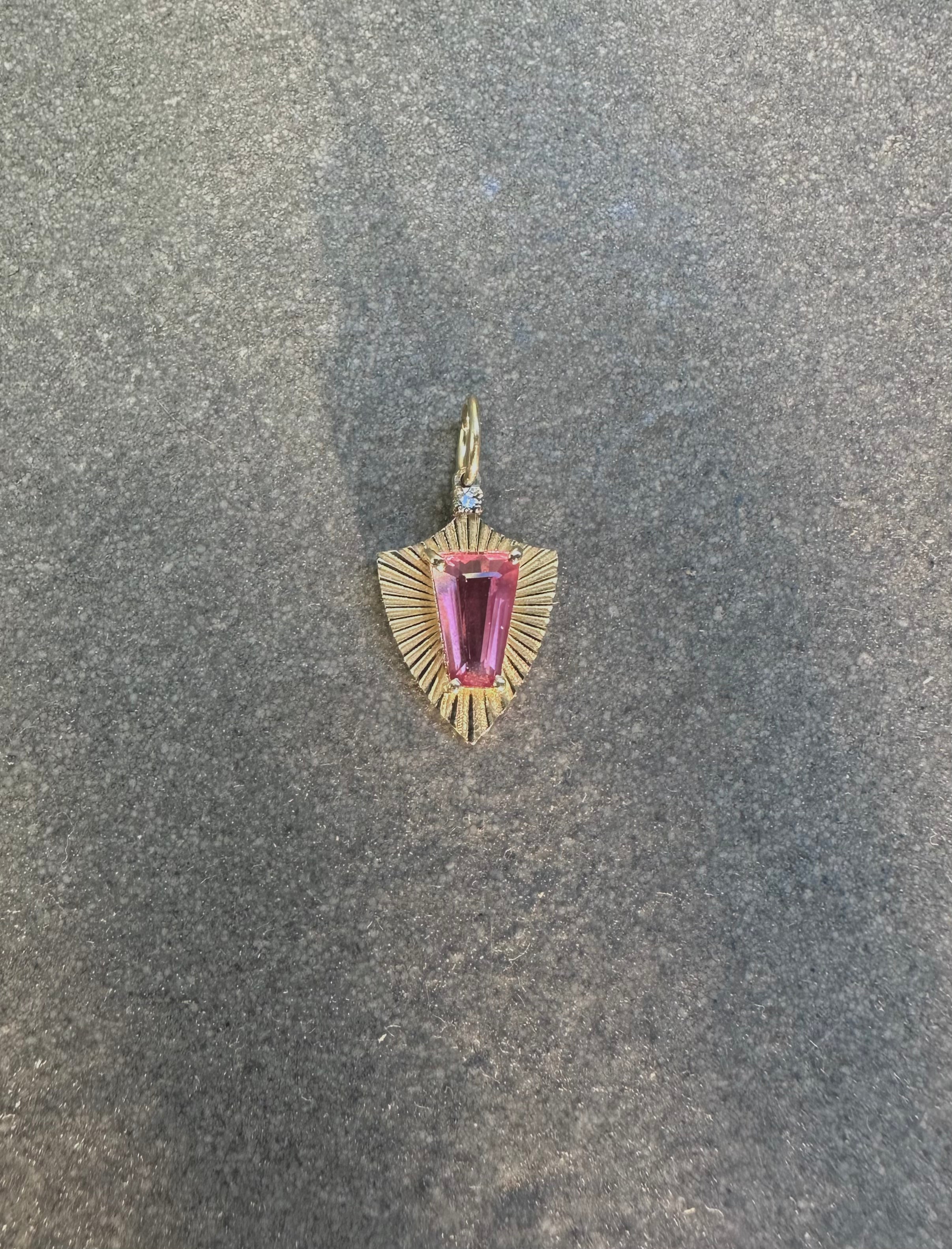 Protection Light Charm with Pink Tourmaline and Diamond