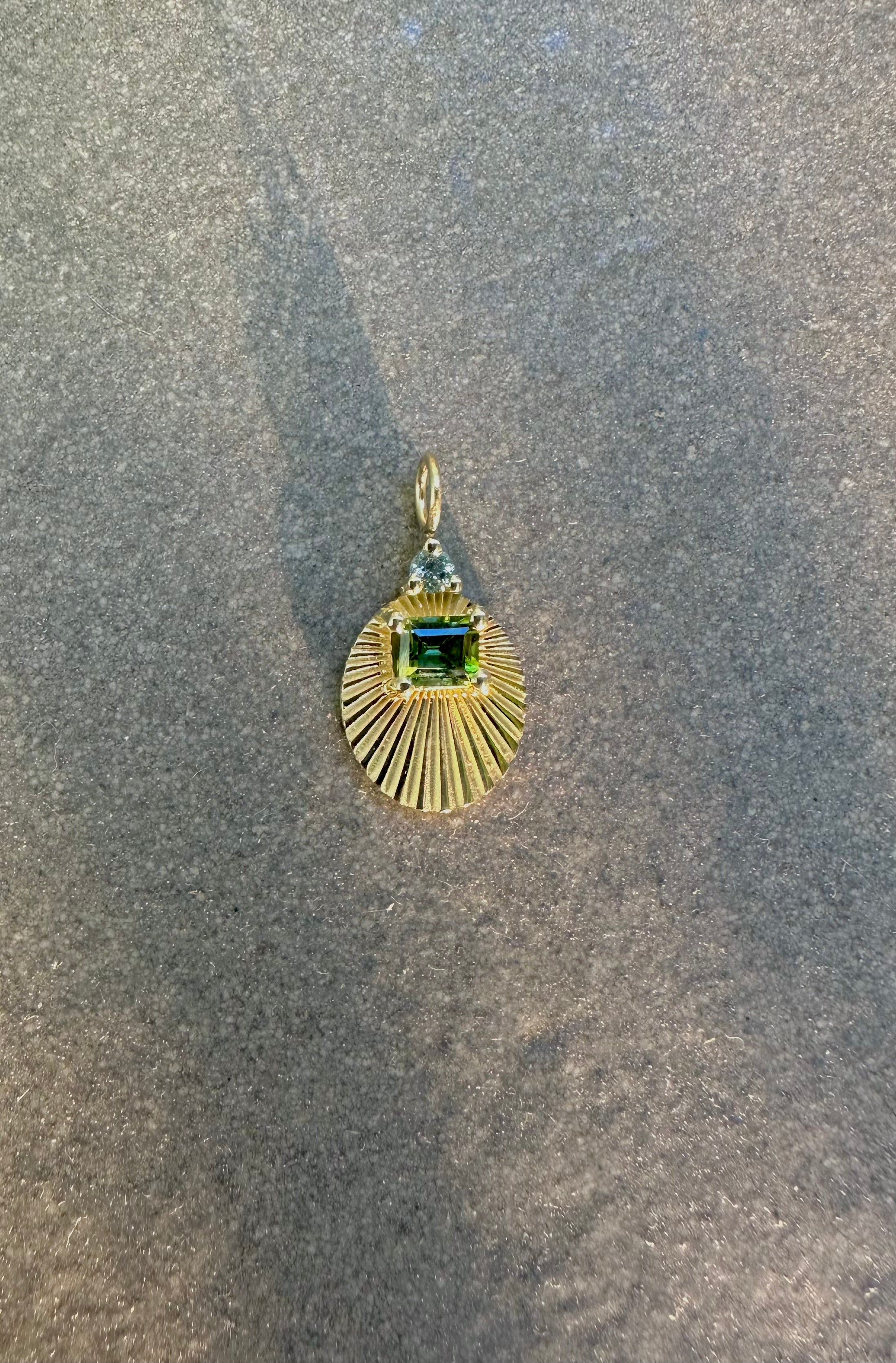 Joy Light Charm with Green Tourmaline and Aquamarine