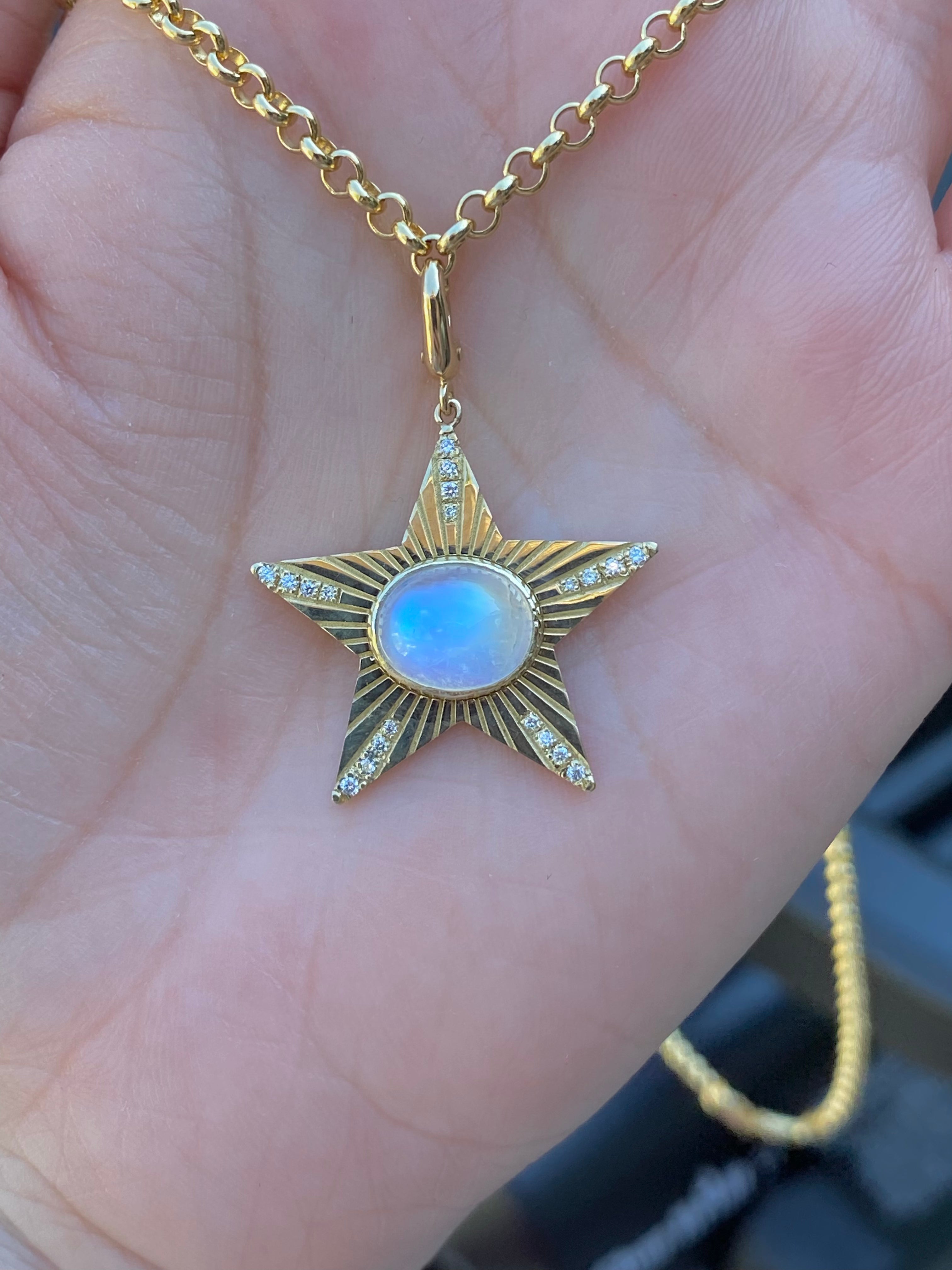 Pave Moonstone Star Light Charm - Grande