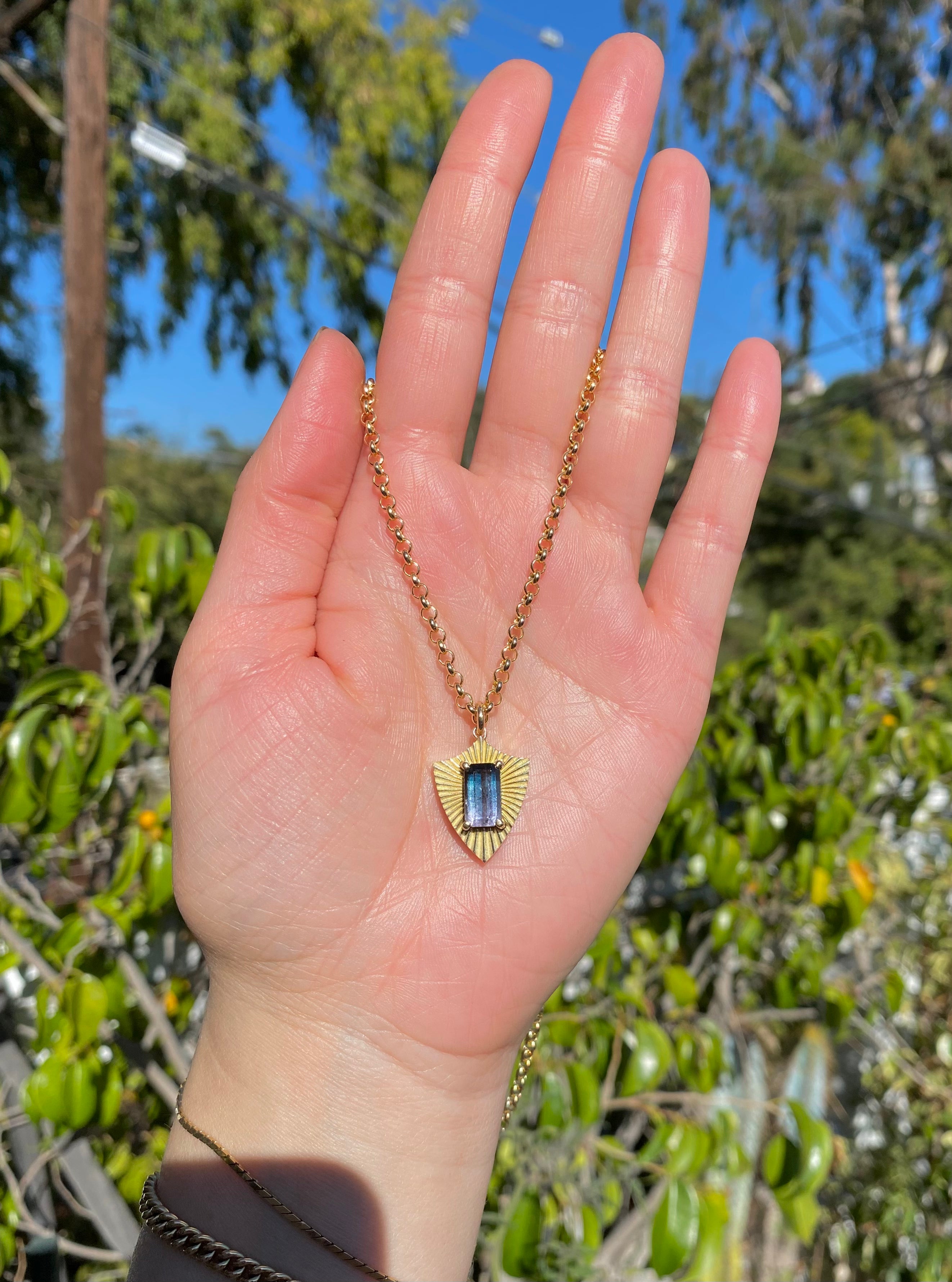 Blue + Purple Tourmaline Protection Light Charm