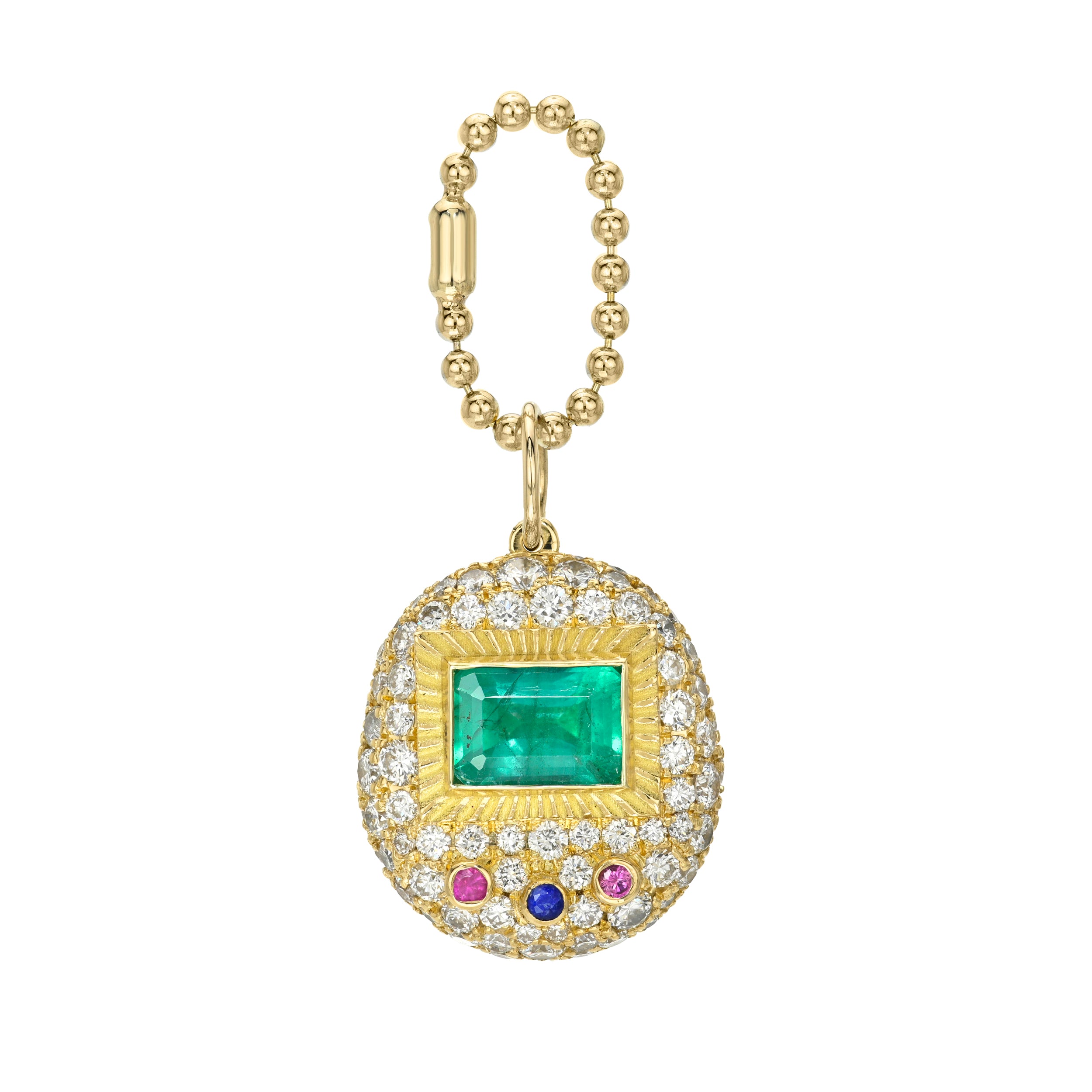 Original Pavé Mama Gemagotchi- Emerald screen, mixed buttons, diamond pavé