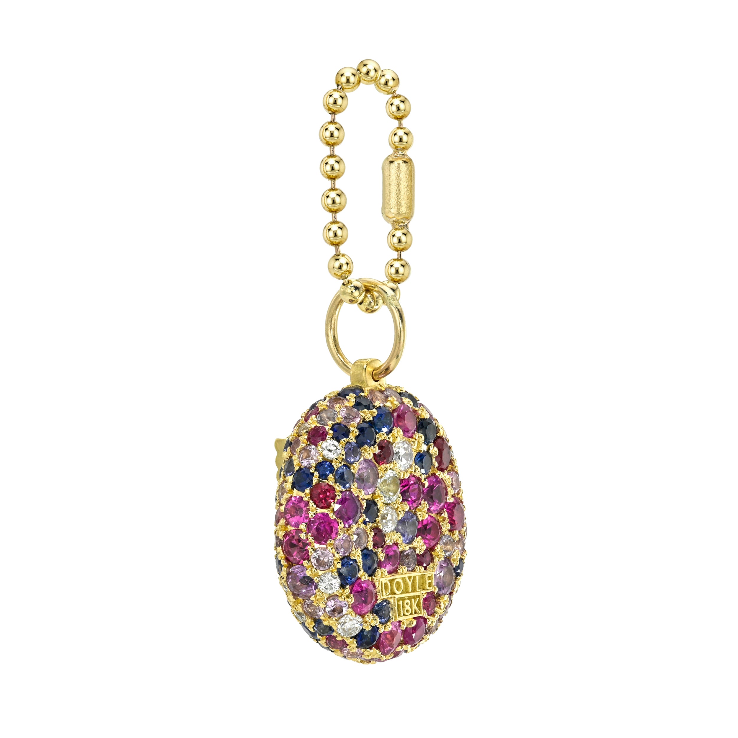 Original Pavé Mama Gemagotchi- Diamond screen, tsavorite buttons, mixed sapphire pavé