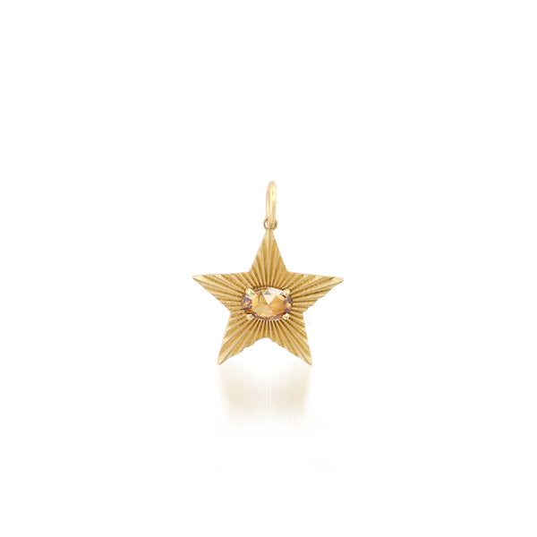 Brown Rose Cut Diamond Star Light Charm - Small