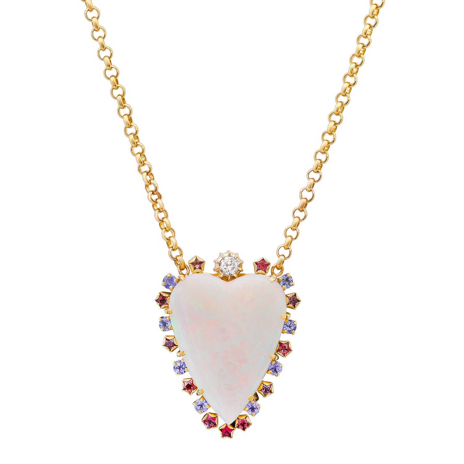 Australian Opal, Diamond, Tanzanite, and Spinel Supernova Necklace