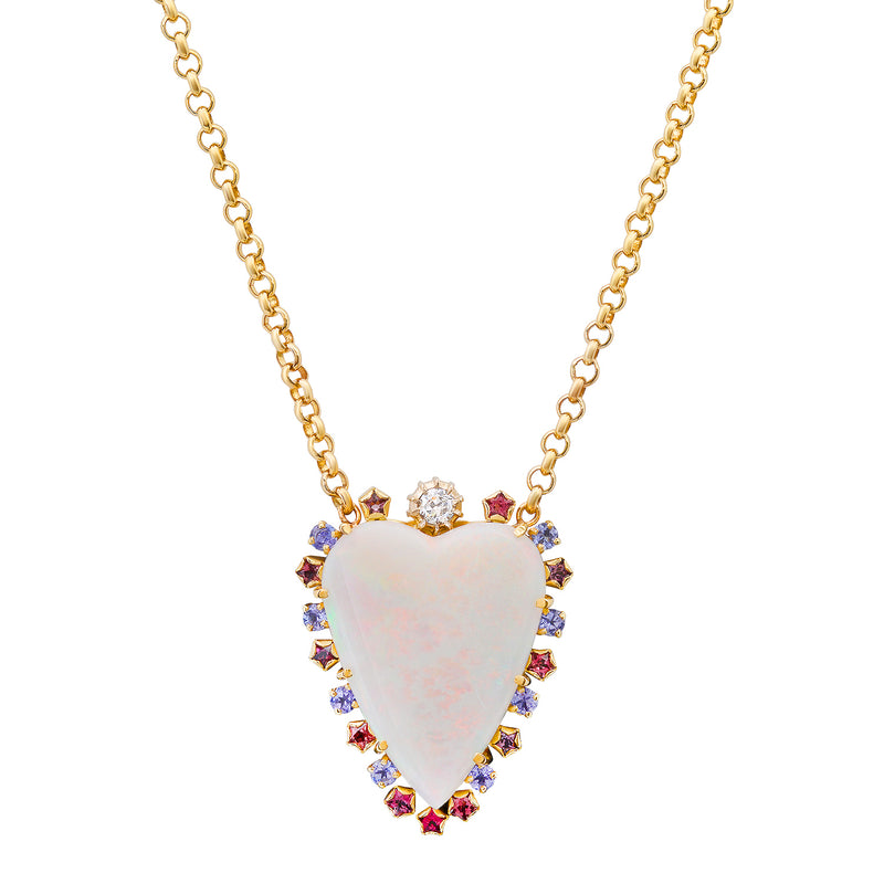 Australian Opal, Diamond, Tanzanite, and Spinel Supernova Necklace