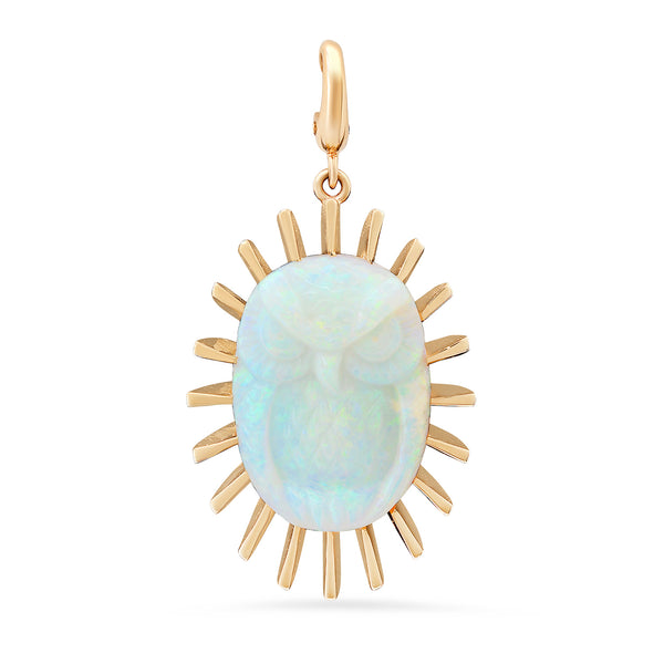 Divine Light Opal Owl Charm