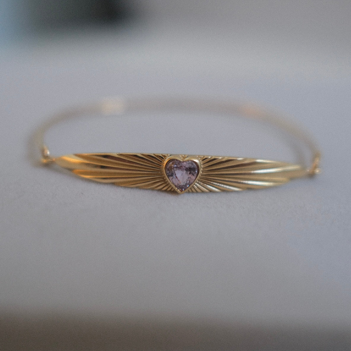 Light ID Bracelet with Mauve Heart Sapphire