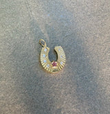 Lucky Horseshoe Charm with Pink Spinel and Diamonds