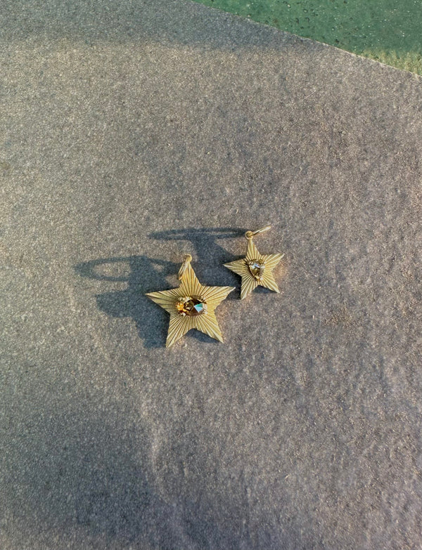 Brown Rose Cut Diamond Star Light Charm - Small