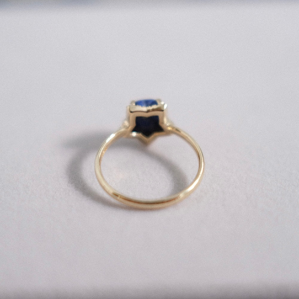 R1. Lapis Star with pave Diamond halo ring
