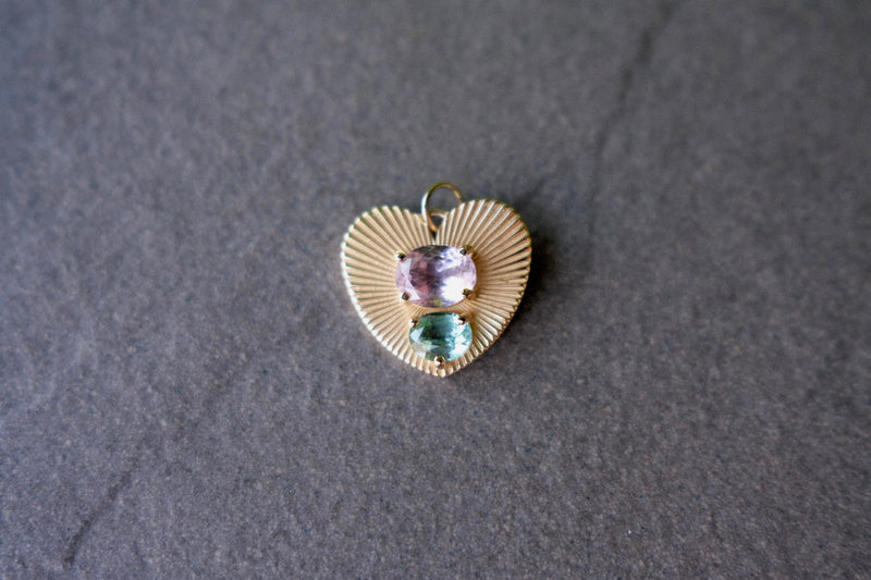 Lovelight charm with Morganite and Minty Emerald