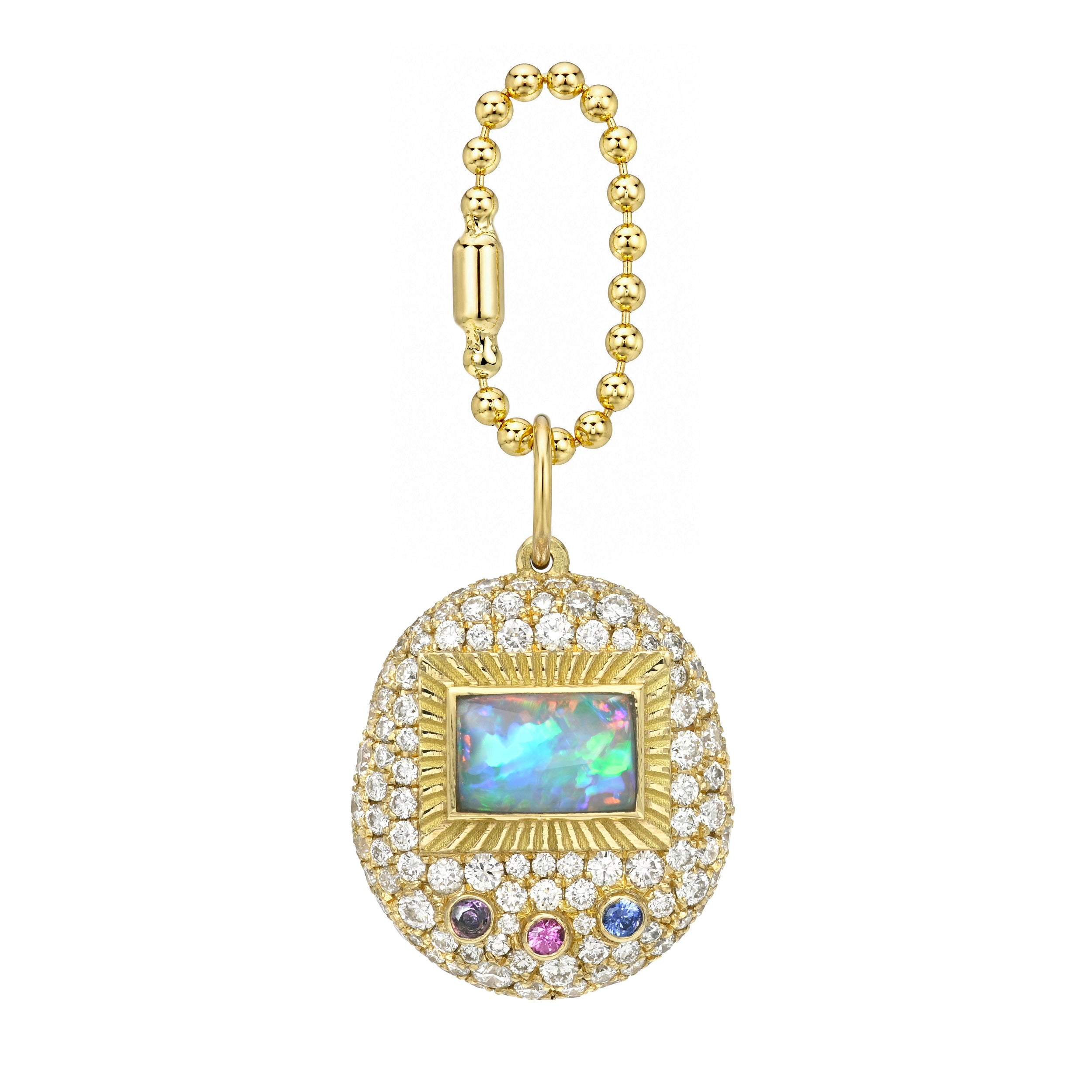 Original Pavé Mama Gemagotchi- Opal screen, mixed buttons, diamond pavé