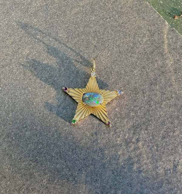 5 Stone Star Light Charm with Australian Opal - Medium