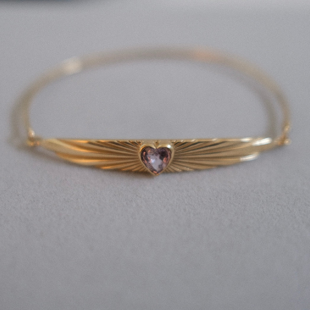 Light ID Bracelet with Mauve Heart Sapphire