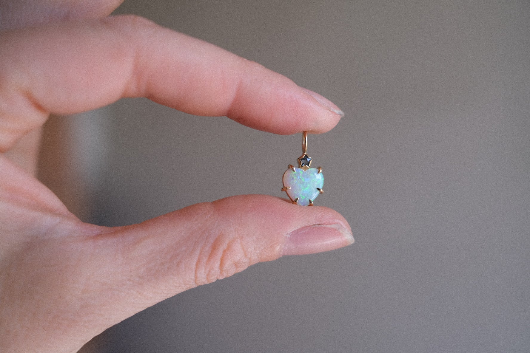 Australian Opal Heart with Blue Spinel