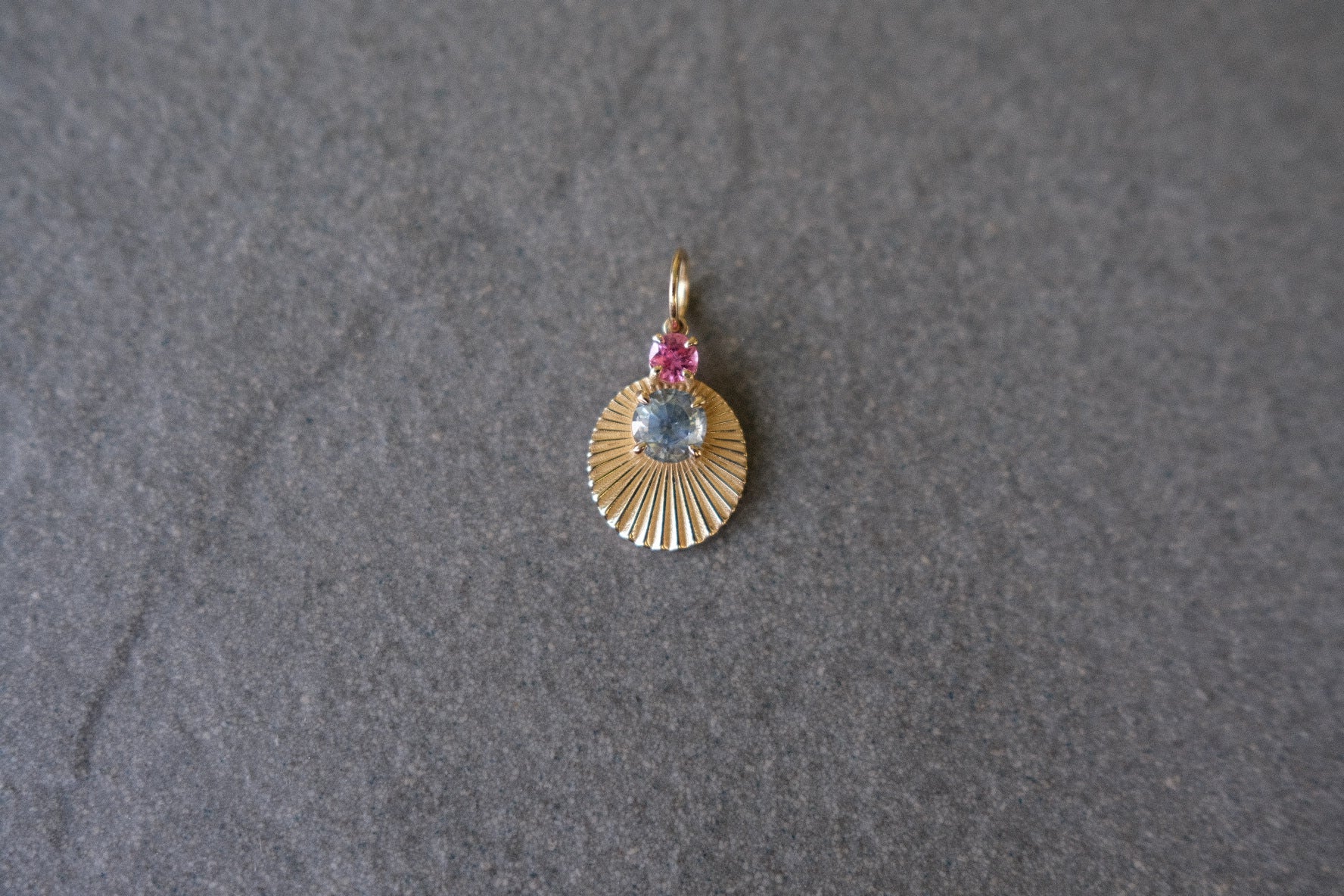 JoyLight charm with Montana Sapphire and pink sapphire accent