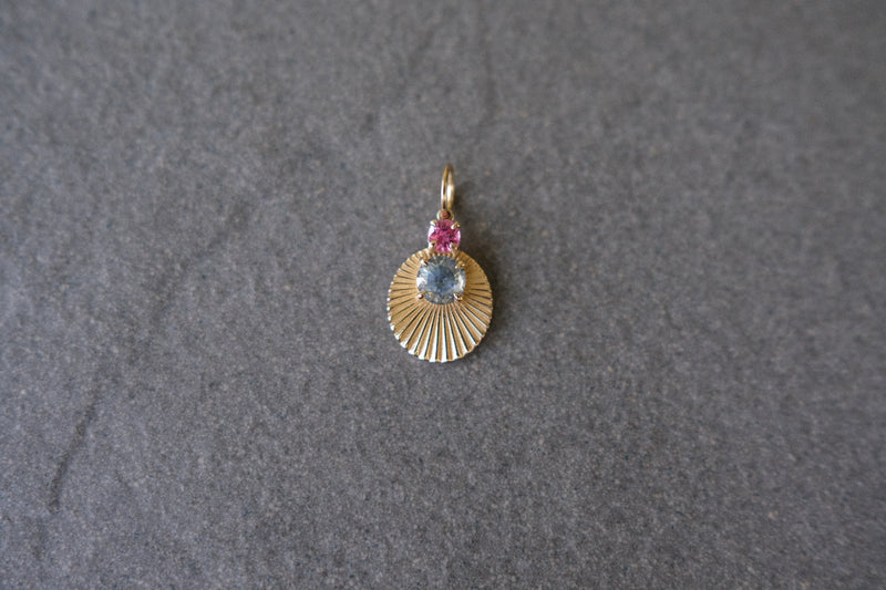 JoyLight charm with Montana Sapphire and pink sapphire accent