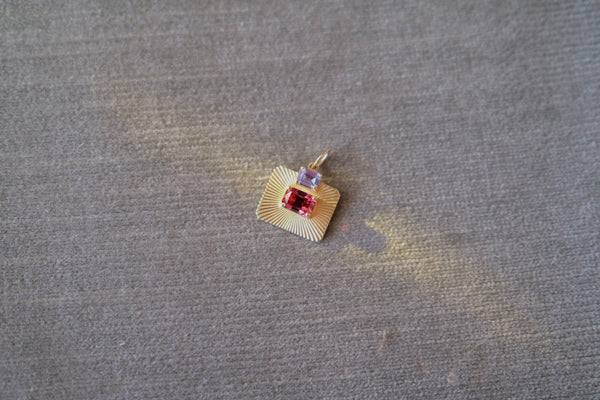 SereneLight Charm with Pink Tourmaline and Purple Sapphire