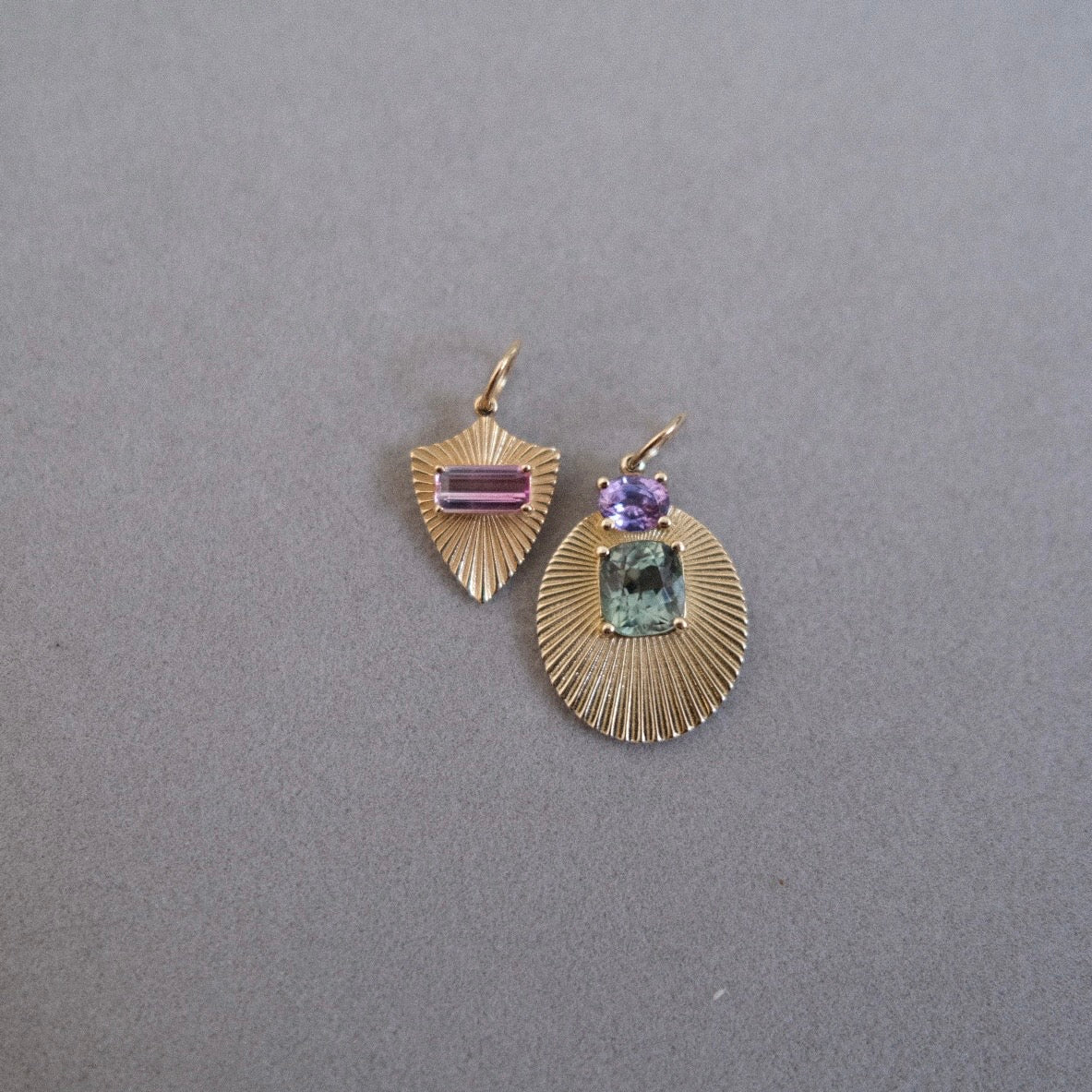 Joylight with Green Tourmaline and Purple Sapphire