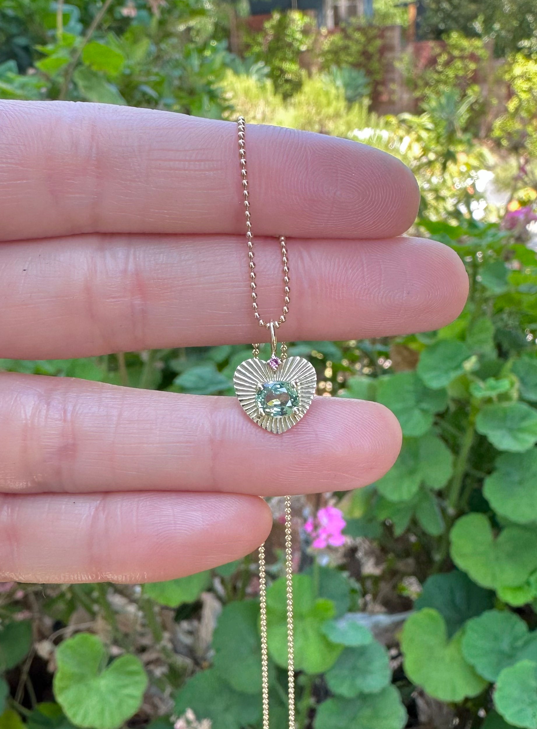 Green and Pink Sapphire Love Light Charm