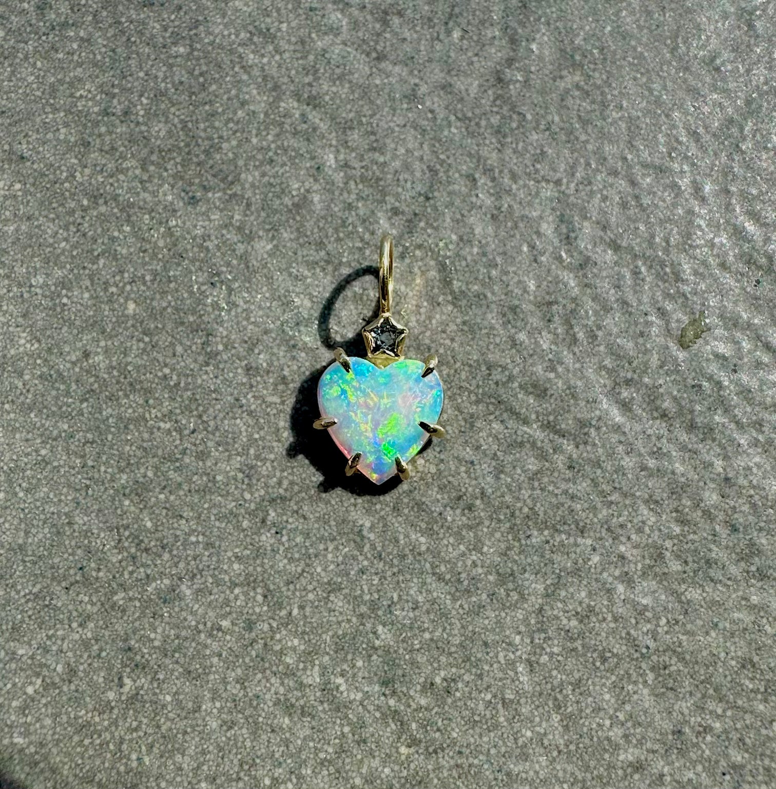 Australian Opal Heart with Blue Spinel
