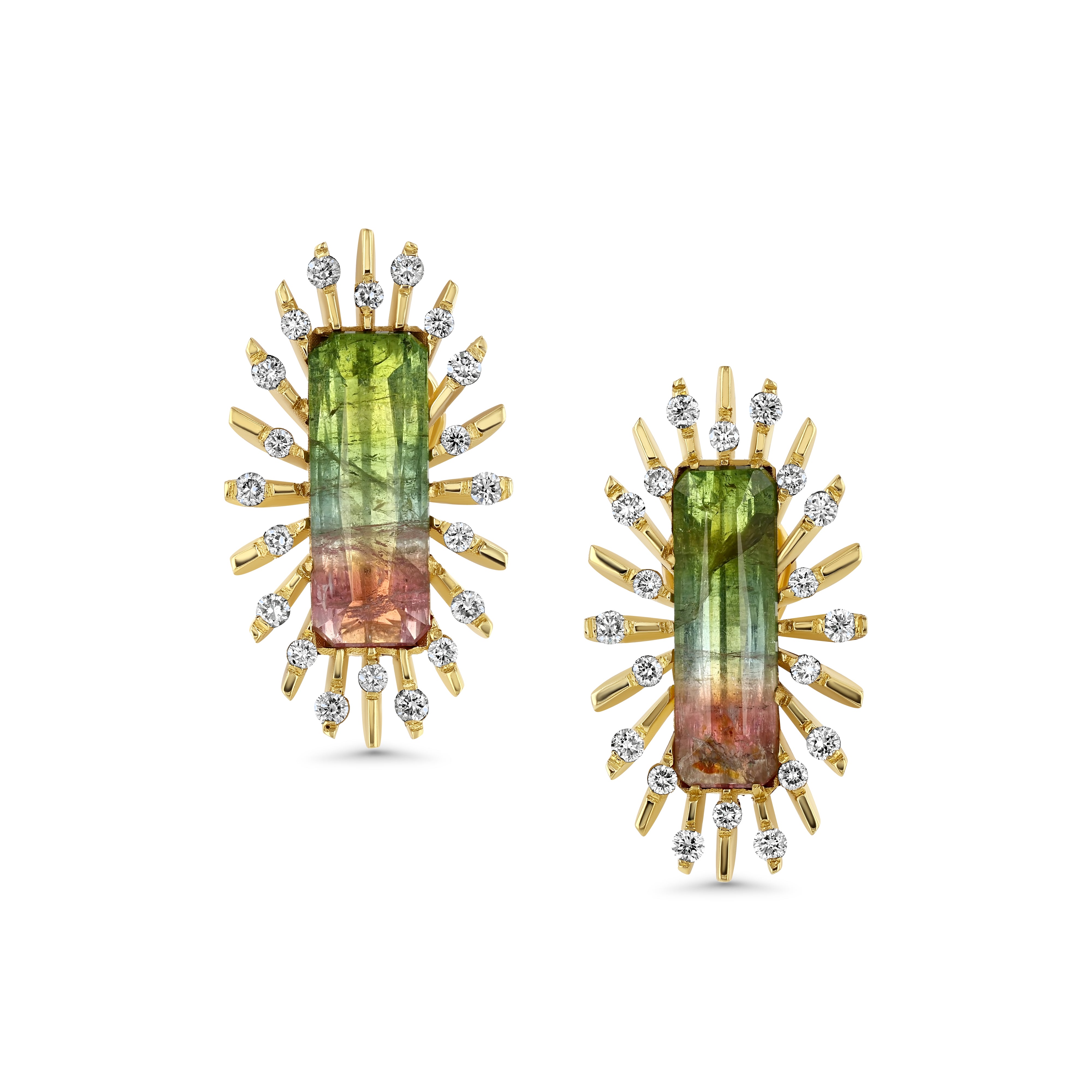 Divine Light Earrings Multicolor Tourmaline and Diamonds
