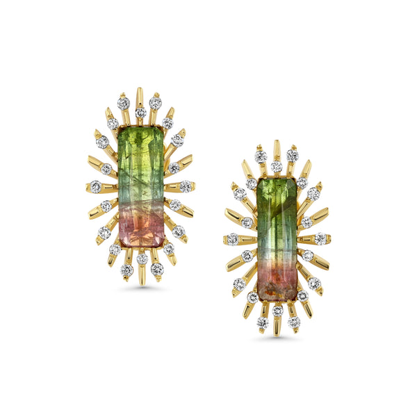 Divine Light Earrings Multicolor Tourmaline and Diamonds