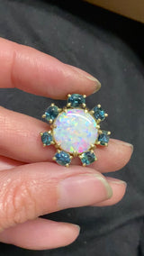 Opal and Teal Sapphire Pendant