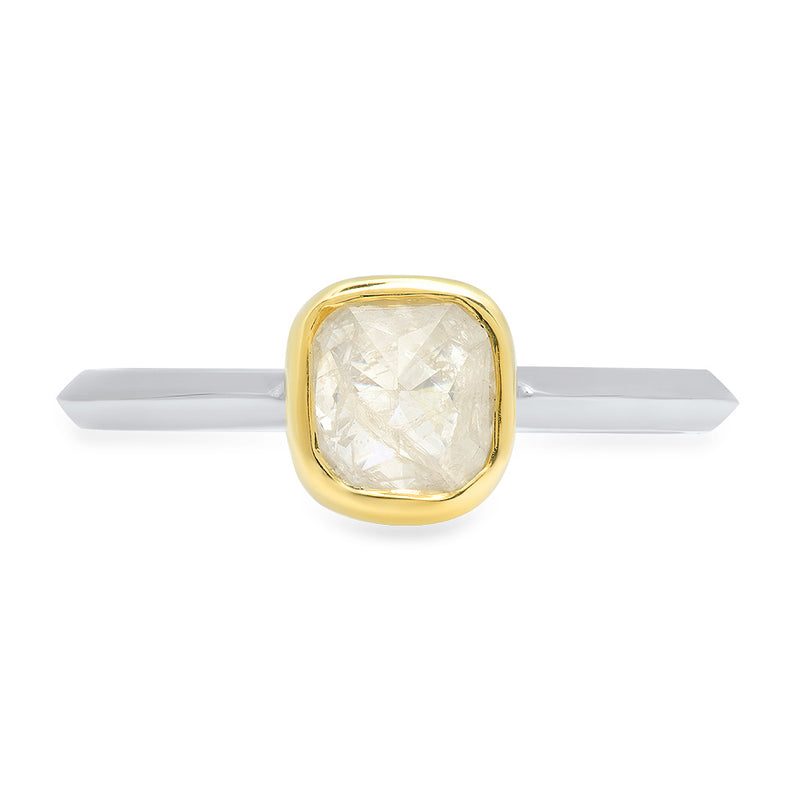 Classic Bezel set Inverted Rustic Diamond Ring- 1.02ctw