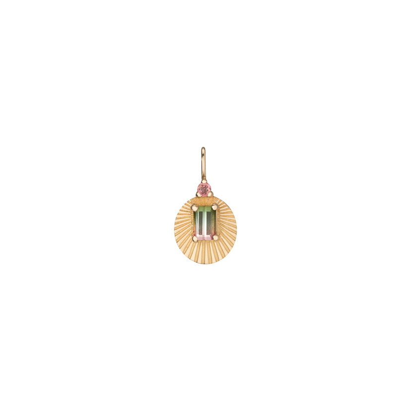 Watermelon tourmaline joy light charm with pink tourmaline accent