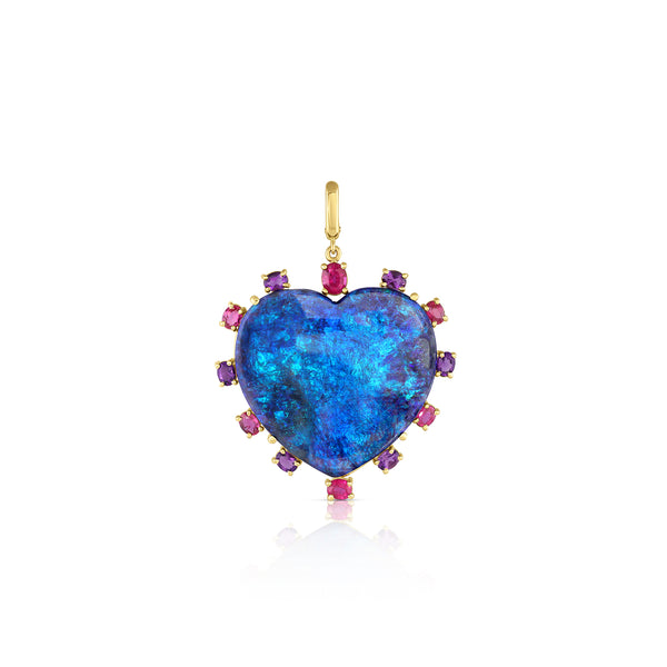 Black Opal Heart Mixed Gem Supernova Charm