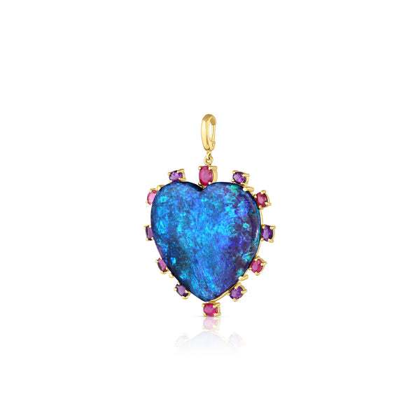 Black Opal Heart Mixed Gem Supernova Charm