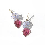 Uncanny Vine Bloom Earrings - Tanzanite & Hot Pink tourmaline - OAK