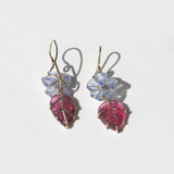 Uncanny Vine Bloom Earrings - Tanzanite & Hot Pink tourmaline - OAK