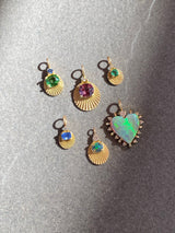 fluted machine turned charms with various gemstones