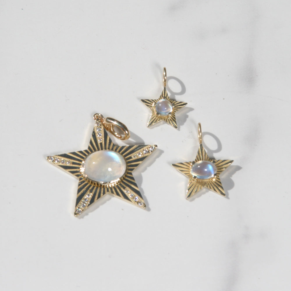 Pave Moonstone Star Light Charm - Grande