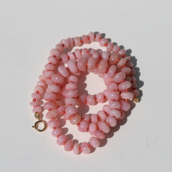 Pink Opal Gemstone Beaded Necklace